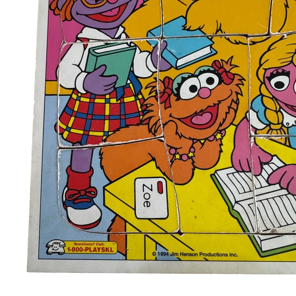 Playskool Sesame Street A Day at the Library Zoe Wooden Puzzle 1994‎ Ages 2-5